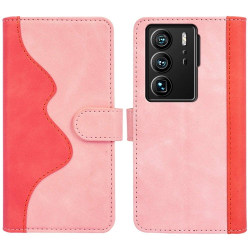 Two-color leather flip case for ZTE Axon 40 Ultra - Pink Pink