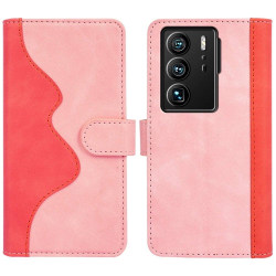 Two-color leather flip case for ZTE Axon 40 Ultra - Pink Rosa