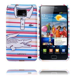 Croco Shirt (Kritstrecks/Rosa-Blå) Samsung Galaxy S2 Skal
