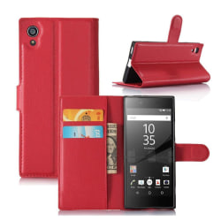 Sony Xperia XA1 litchi fiber läderfodral - Röd