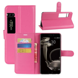 Meizu Pro 7 Plus Læder etui med Litchi tekstur - Rosa Pink