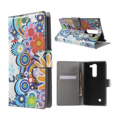 Moberg LG G4c Nahkakotelo Korttitaskuilla - Väritettyjä Kukkia Multicolor