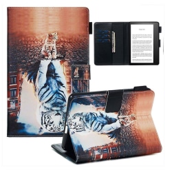 Amazon Kindle (2019) stylish pattern leather flip case - White T Multicolor