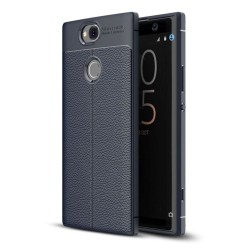 Sony Xperia XA2 Plus mobilskal silikon litchi - Mörkblå