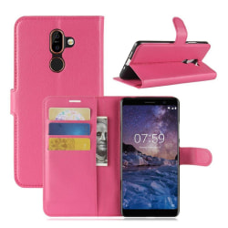 Nokia 7 plus stående mobilfodral i äkta läder plånbok korthå