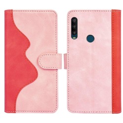To Farvet Læder Flip Etui til Alcatel 1se (2020) - Lyserød Pink