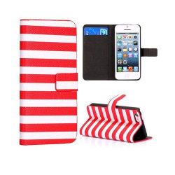Stripes (Röd/Vit) iPhone 5C Läderfodral