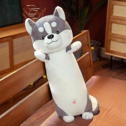 1 stk 65cm Nydelig Shiba Inu Amp; Husky plysjleketøy Kawaii Dyredukker Fylte Myk Hundepute For Jente Gray