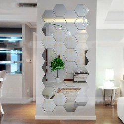 Sekskantede 3d-spejle vægklistermærker Stueindretning