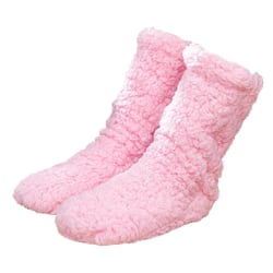 1 pari liukumattomat/liukumattomat sukat, talviset pörröiset mukavat fleece-sukat, pehmeät paksut lämpimät lattiasukat Pink