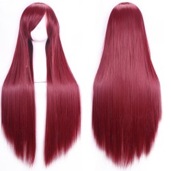 Similler Syntetisk Anime Långa raka peruker För Cosplay Kvinnor Värmebeständigt hår Svart Blå Rosa Grön Gul Röd 80cm80cm vinröd