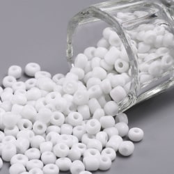 Seed beads vit opak - 4 mm - 40 gram