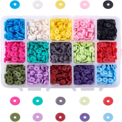 Förvaringslåda Clay beads - 15st olika färger - 3000st pärlor