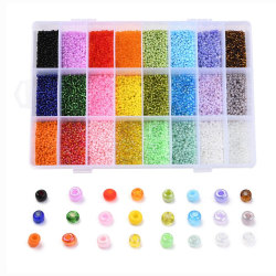 Pärllåda - Seed beads 2mm, 24st mixade nyanser - 19 000st pärlor