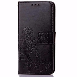 iPhone 7/8 Plus plånboksfodral wallet - fyrklöver Svart Svart