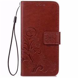 Huawei Honor P8 Lite (2017)  plånboksfodral wallet - fyrklöver b Brun