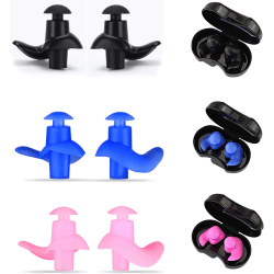 6 par simöronproppar, återanvändbar silikon (blå, rosa, svart)