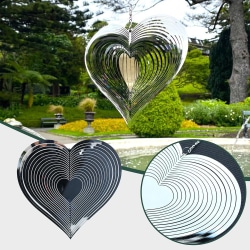 Spiral Hjerte Vindklokke 360 ​​grader Spinnere Metal Have Ornament Dekoration Til Udendørs Indendørs Hjem Soveværelse Stue Vindue Korridor Gård Dekoration