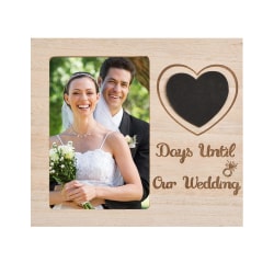 Fotoram för bröllopsnedräkning, 7,8”*7,08” Rustik fotoram för par Personlig ram med svart tavla för bröllopsdusch