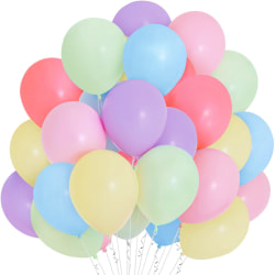Pastellfärgade regnbågsballonger, 100 st ballongpaket 13,2 tum Macaron flerfärgade ballonger, olika färger latexballonger