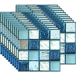 20st kakelklistermärken, självhäftande värmebeständig, blå (10x10cm)