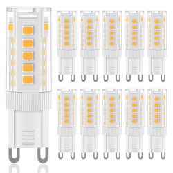 G9 LED-glödlampor varmvit, 3W, 300LM, 3000K, ersättningslampa 30W G9-halogenlampa, flimmerfri, ej dimbar för belysningsdekor, ljuskrona, 10 st.