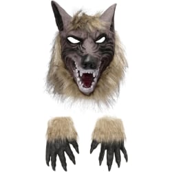 Toddmomy 2 uppsättningar med vargskämtmasker vargklor handskar halloween varulvsmask Werewolf Mask Handskar Assorted Color 27x22cm