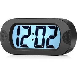 Elektronisk väckarklocka, med stor LCD-skärm, nattljus, svart