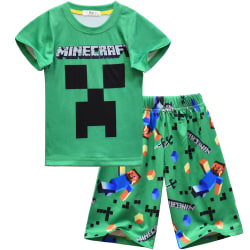 Minecraft Summer Suit Boy Qutfits Casual kortärmade byxor Green 130cm