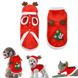 Katt Hund Jul Outfit Kostymer Ren Hoodie Xmas Kläder red XL