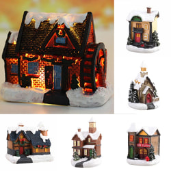 Ljusstyrka LED Mini Village House Juldekor Xmas Ornament D