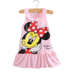 Toddler Baby Flickor Ärmlös Minnie Mouse T Shirt Klänning Holiday pink 80cm