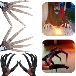 3D Halloween printed ledade fingrar förlängningar dekoration black left hand