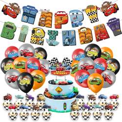 Racing Car Barn Födelsedagsfest Dekor banner Cake Topper Ballonger