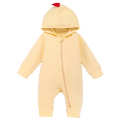 Newborn Baby Girl Pojke Romper Dinosaur dragkedja Warm Coat Jumpsuit yellow