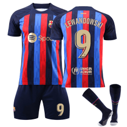 Barcelona hemma nr 10 Messi nr 9 Lewandowski Sportswear Set #9 12-13Y