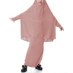 Barn Flickor Bön Full Hijab Cover Casual Lös Lång Klänning Dark Pink