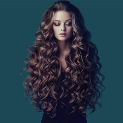 Kvinnor Lång Ombre Curly Peruk Natural Wave Full Peruk Cosplay Party 60-65CM