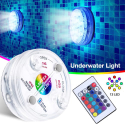 16 färger 13 led ljus med sugkopp Undervattens nattlampa 1 light + 1 control
