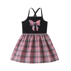 Summer Kids Girl Ärmlös Causal Plain Dress Holiday Travel Black&Pink