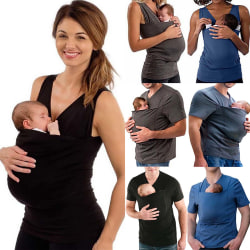 Baby Dam Kängurufickskjorta för män Gravid T-shirt Woman-grey 2XL