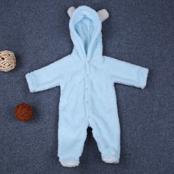 Vinter Spädbarn Baby Romper Hooded Bear Jumpsuit Pojke Flicka Mjuk blue
