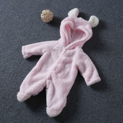 Vinter Spädbarn Baby Romper Hooded Bear Jumpsuit Pojke Flicka Mjuk pink