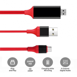 3-i-1 multifunktions USB typ C till HDMI med laddningskabel