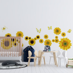 Solrosor väggdekaler - stora solros väggdekaler Avtagbara gula blommor för bil dekaler Barn Baby badrum Living