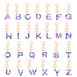 Flerfärgad bokstäver A - Z Inledande bokstav Harts nyckelring E
