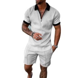 Kortärmad skjorta och shorts för män white XL