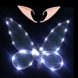 2 st Light Up Fairy Wings Set med tomteöron White