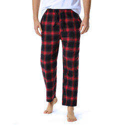 Supermjuka pyjamasbyxor i bomull för män black red M