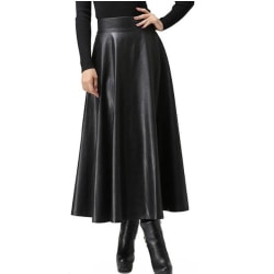 Lång kjol i PU-läder för kvinnor XL
